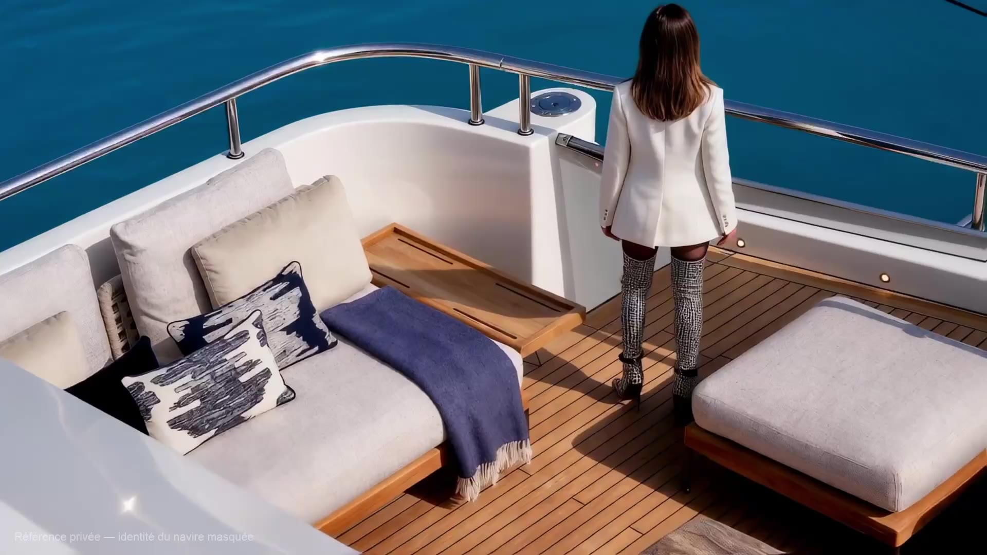 Pont supérieur du yacht au soleil